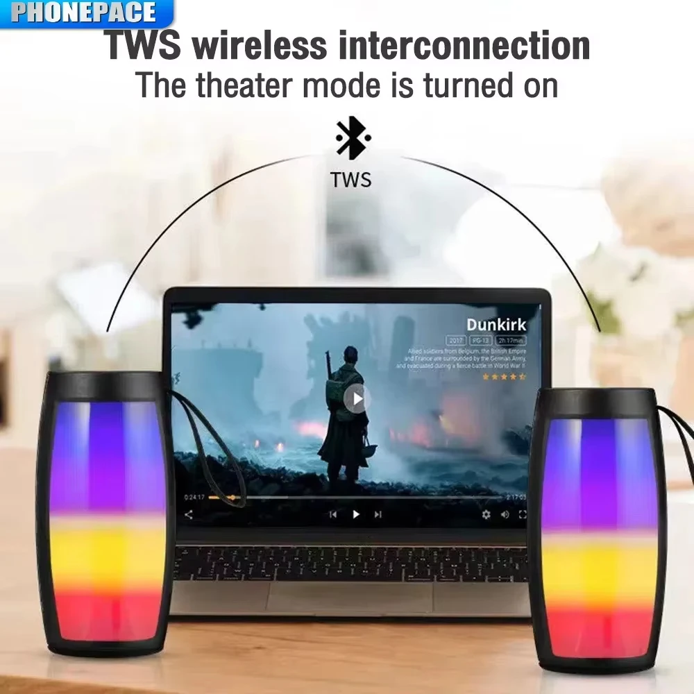 سماعة لاسلكية تعمل بالبلوتوث مكبرات الصوت المنزل في الهواء الطلق المحمولة الصغيرة المتكلم مضخم صوت سيارة الصوت باس مشغل MP3 نظام الصوت أضواء LED