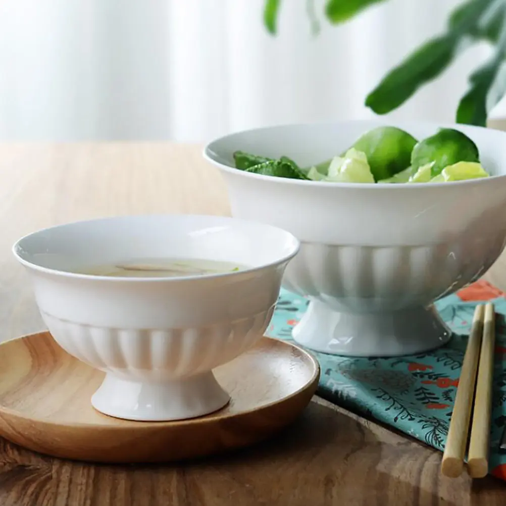 1Pcs Ceramic Porridge Bowl Kitchen Rice Bowl for Soup Noodles Creative Food Serving Tableware for Family Hotel Restaurant