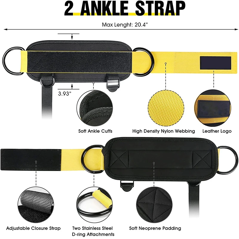 Ankle Support Straps Leg Exercises Double D-Ring Ankle Adjustable Neoprene Padded Cuffs Leg Butt Training Brace Sport Safety