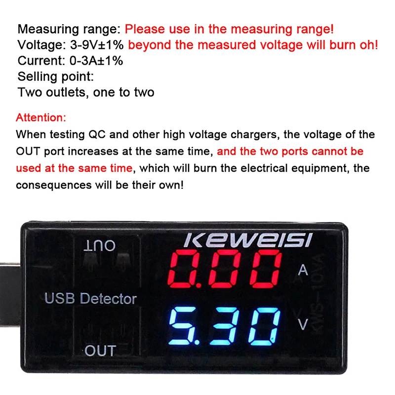 USB Voltage Meters Current Voltage Power Tester Dual Digital Display Volt Amp Meter For Android Phone And IPhones