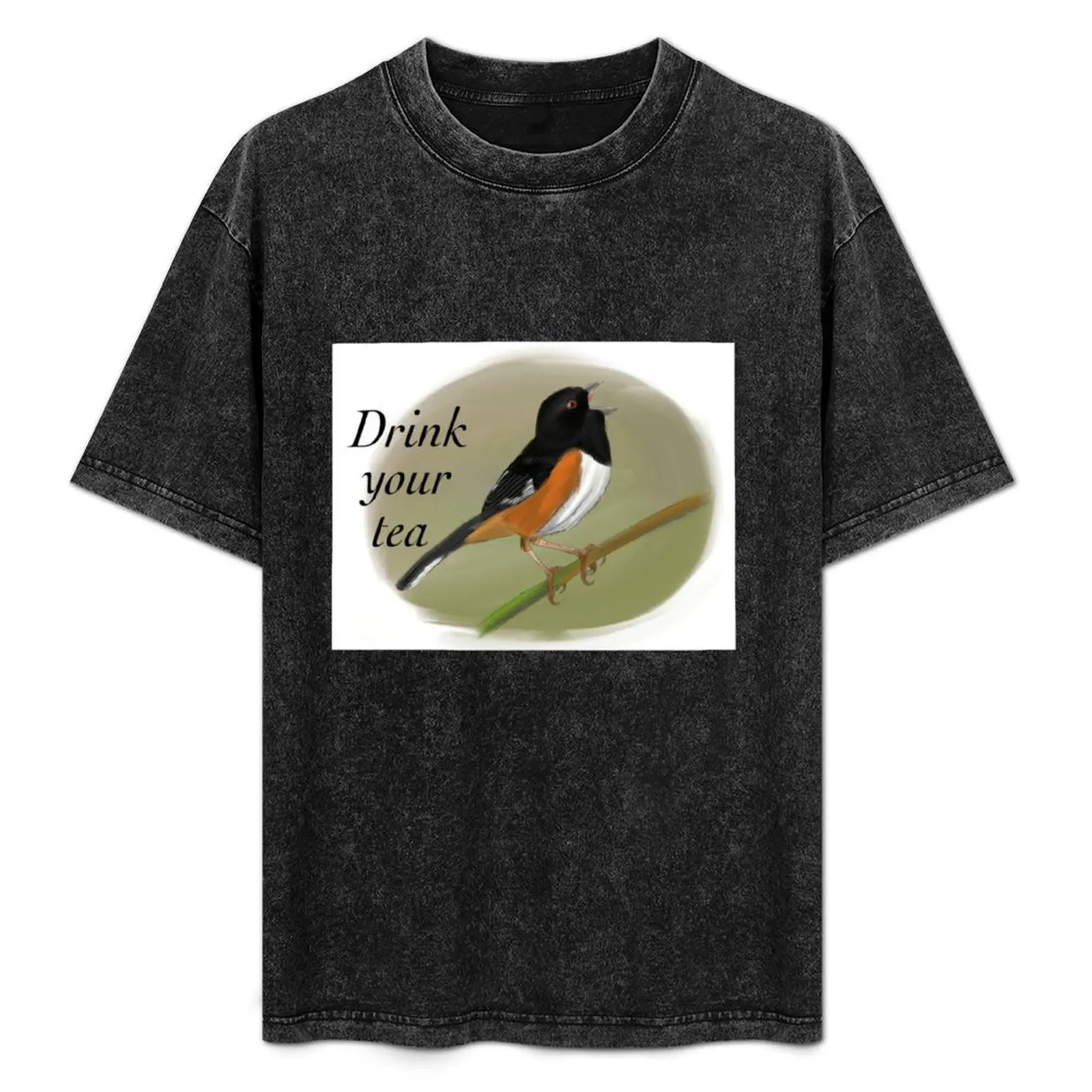 

Eastern Towhee Painting - Drink Your Tea T-Shirt Gym Exercise Short Sleeve T-Shirt