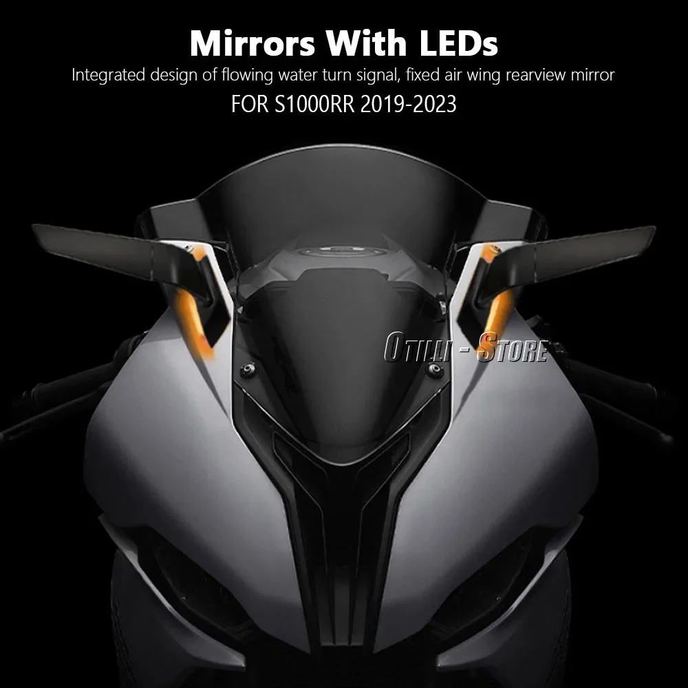 For BMW S1000RR S1000rr 2019-2022 2023 Rearview Mirrors New LED Turn Signal Side Mirrors Motorcycle Invisible Rotatable Mirror