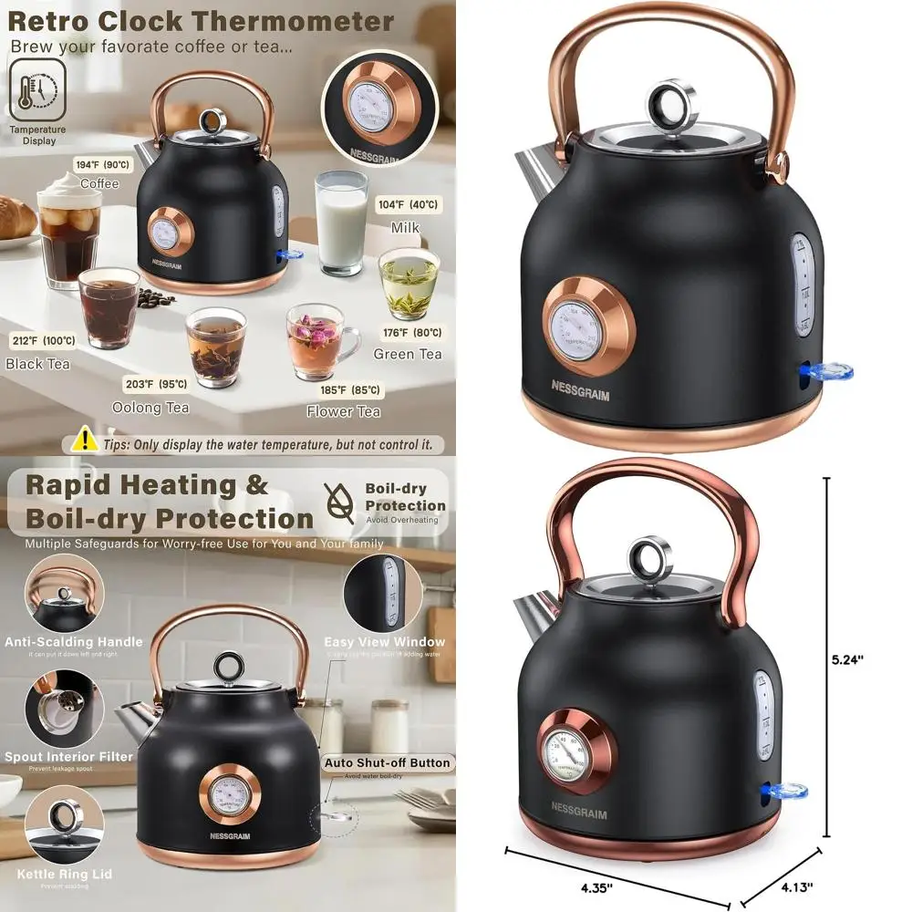 

Электрический чайник из нержавеющей стали 1,7 л с большим дисплеем температуры, быстрым нагревом, LED-индикатором, автоматическим отключением и защитой от выкипания