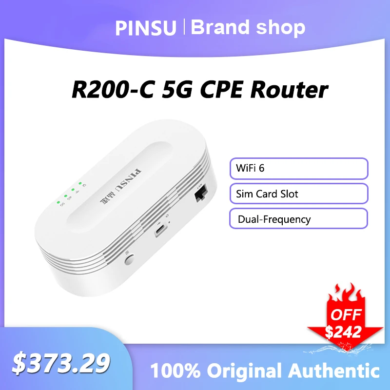 Original PINSU R200-C Router Modem 5G Wifi Sim Card Wi-FI6 Dual-Frequency Gigabit Signal Repeater For Outdoor Home Office