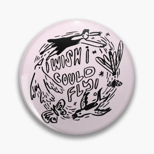 I Wish I Could Fly  Soft Button Pin Lapel Pin Creative Fashion Women Gift Cartoon Clothes Badge Funny Lover Brooch Cute Metal