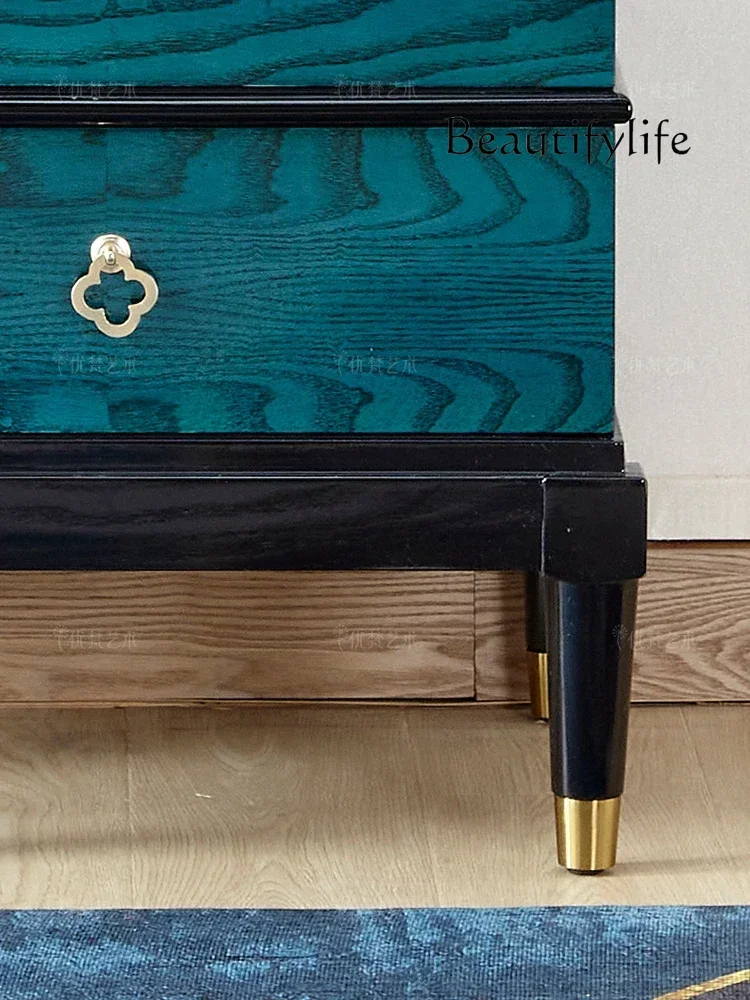 خزانة خشبية صلبة فاخرة خفيفة مكونة من ستة أدراج وخزانة مدخل لتخزين غرفة النوم المنزلية