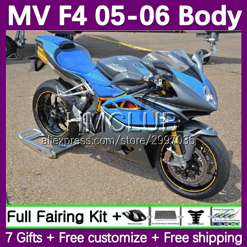 Fairing Kit For Agusta MV F4 R312 750S 1000 R 750 1000CC 1000R 75No.53 MVF4 312 1078 1+1 MA F4 05 06 2005 2006 Body gloss blue