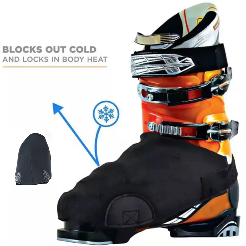 

1Pair Ouble Ski Shoe Cover Waterproof Warm Shoe Cover Black Snow Boot Cover Protection Help Retain Up To Plus20 Degrees