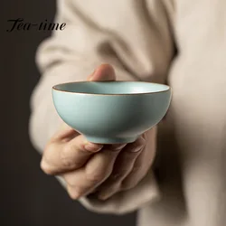 70ml Imitation Song Dynasty Ceramic Tea Bowl Azure Ru Yao Teacup Chinese Personal Master Cup Tea Soaking Mug Kungfu Tea Gift Box