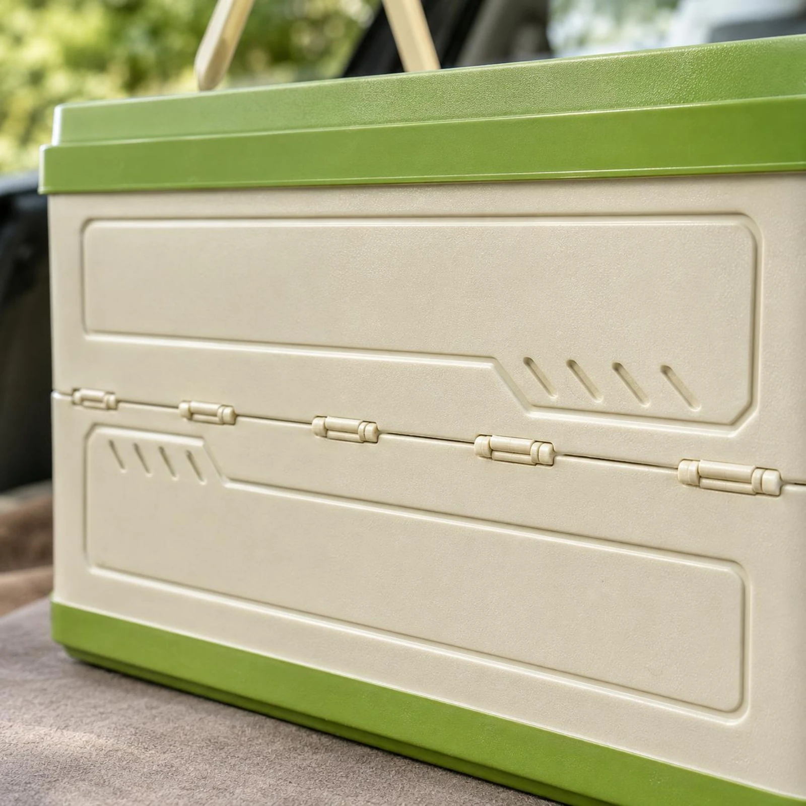 

Foldable Storage Box Hinged Lid Lidded Storage Box Foldable Plastic Bin Space-Saving Household Organizer Easy to Carry