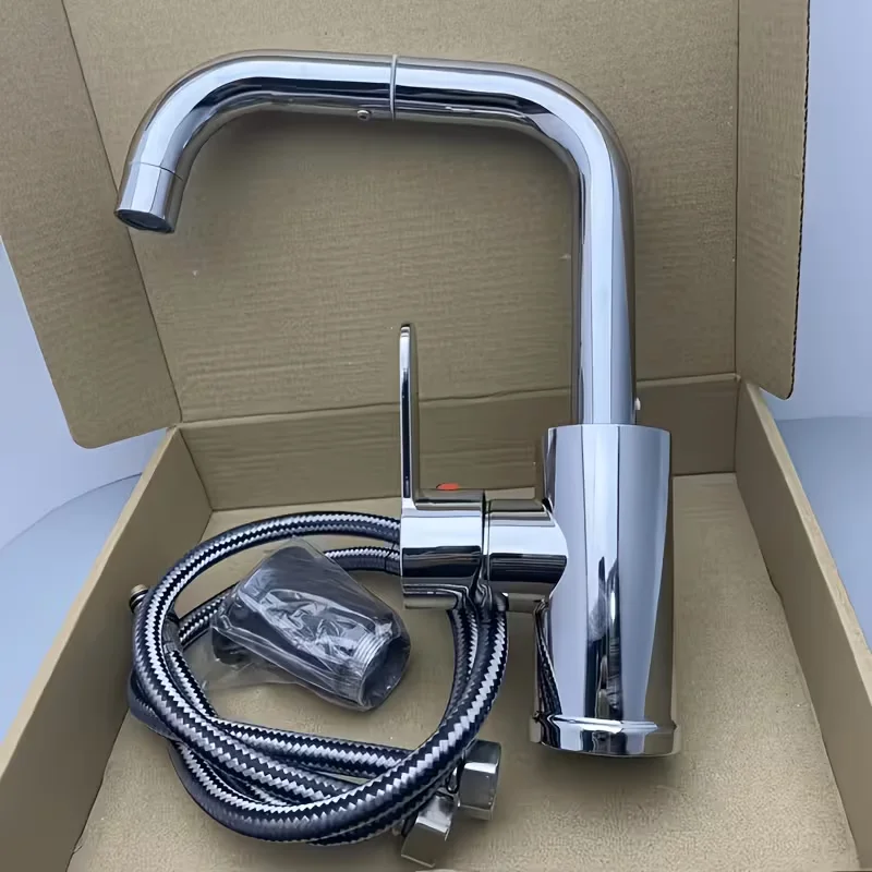 Edelstahl-Dreharmatur-Set, 360-Grad-Drehbarer Badezimmer-Wasserhahn mit separater Heiß- und Kaltwasserregelung, integriertem G1/2-Anschluss – Detail 6