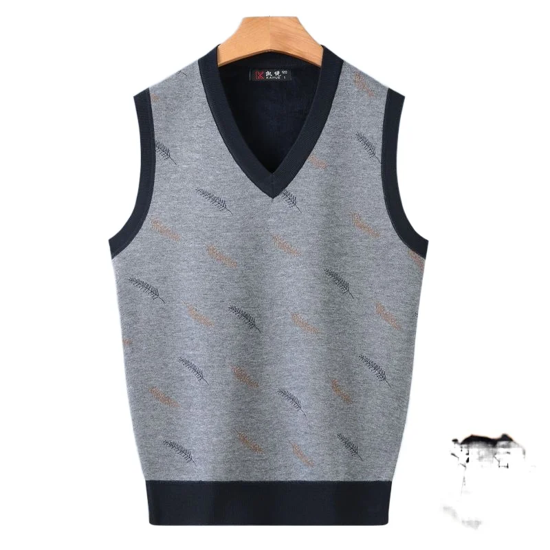 

Men Casual Winter Solid Color V Neck Sleeveless Knitted Woolen Plus Size Vest Knitted Woolen Vest Men Contrast Color Vest G37