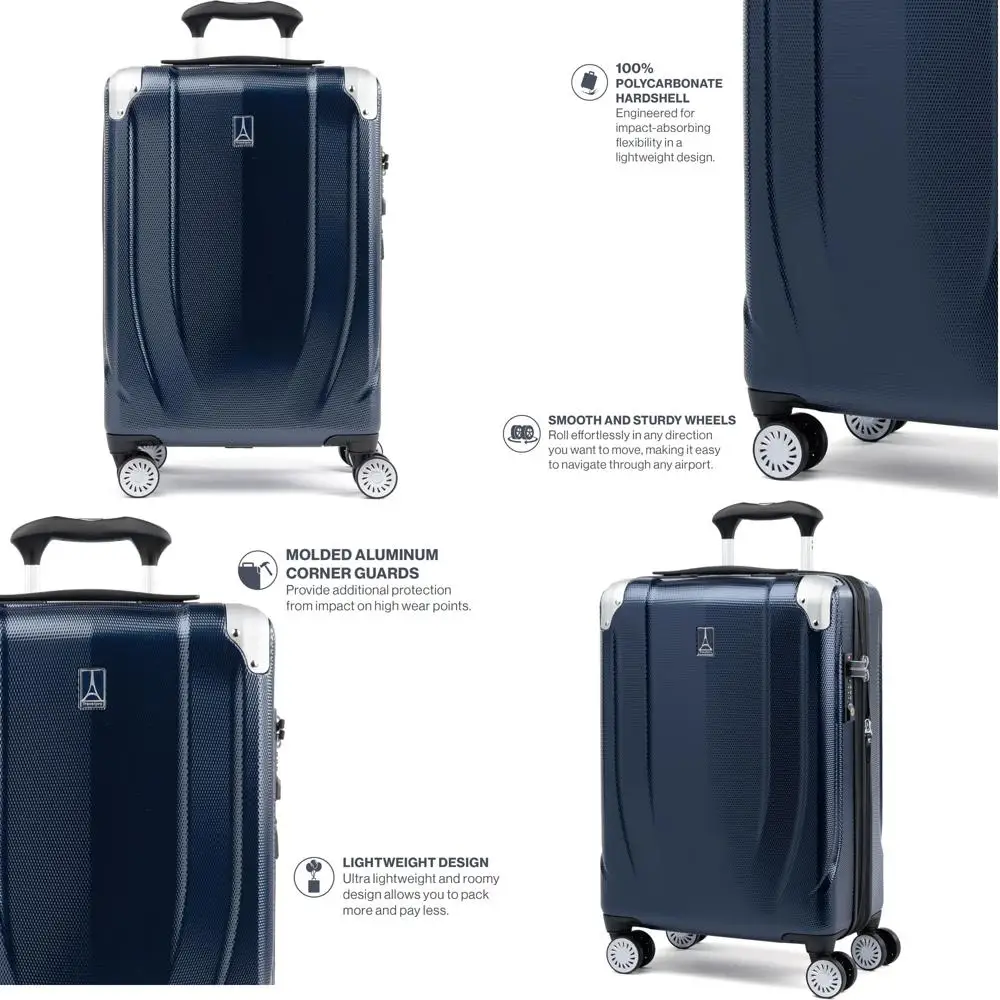 

Lightweight Expandable Hard Shell Spinner Luggage, 8 Wheels, 21 Inch Carry-On Suitcase, Royal Blue