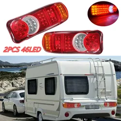 1 Pair 46Led Rear Tail Lights Lamp Multifunctional Trailer Caravan Truck Lorry Running Turn Signal Rear Taillight Car Lighting