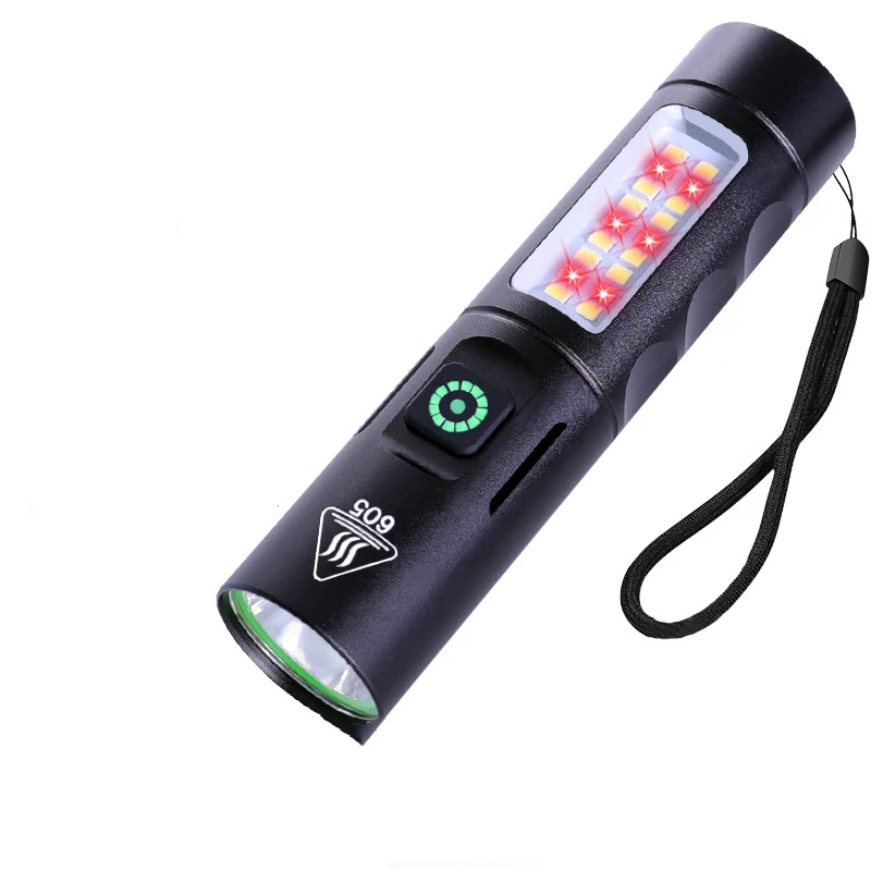 

Перезаряжаемый фонарь-прожектор LED с механическим зумом, регулируемой фокусировкой, боковыми режимами освещения, стробоскопом и быстрой зарядкой Type-C