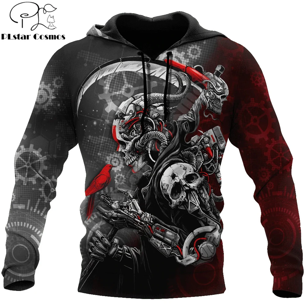 Skull Grim Reaper Robot Mechanic Cyber 3D Printed Mens hoodies & Sweatshirt Autumn Unisex zipper Hoodie Casual Sportswear DW900