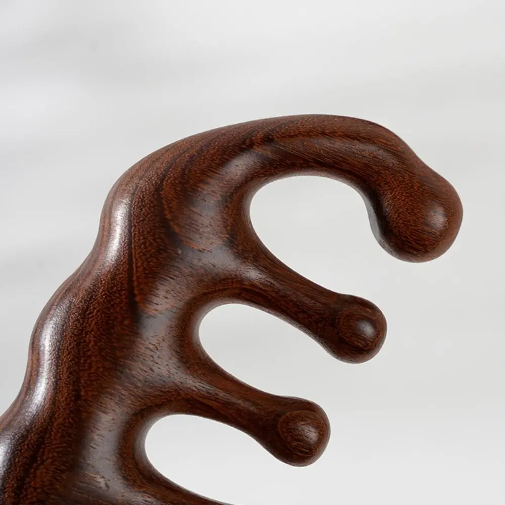 Meridian Scrapping Sandalwood Massage Comb Anti-static Wooden Wide Teeth Hair Comb Stimulation Reflexology Relaxation