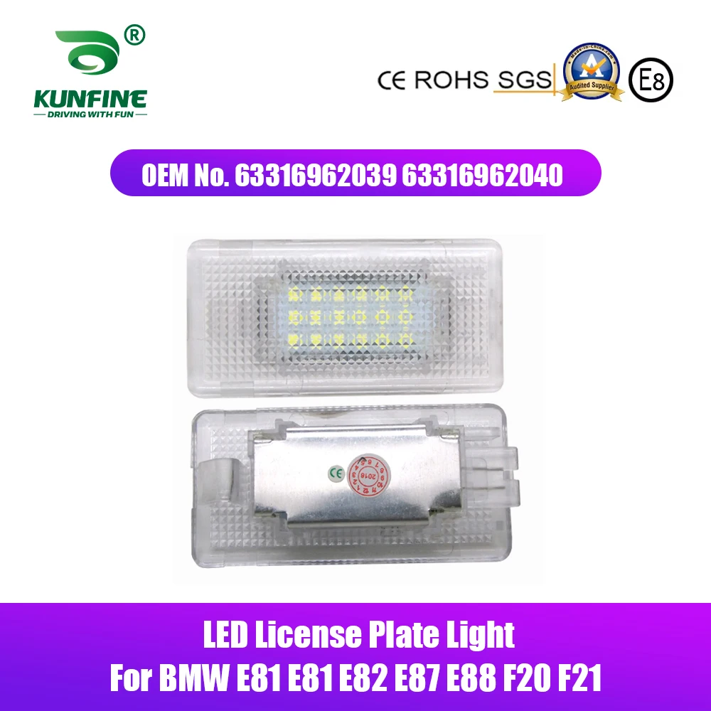 

2PCs Car LED Number License Plate Light LED License Lamp For BMW E81 E81 E82 E87 E88 F20 F21 OEM No. 63316962039 63316962040
