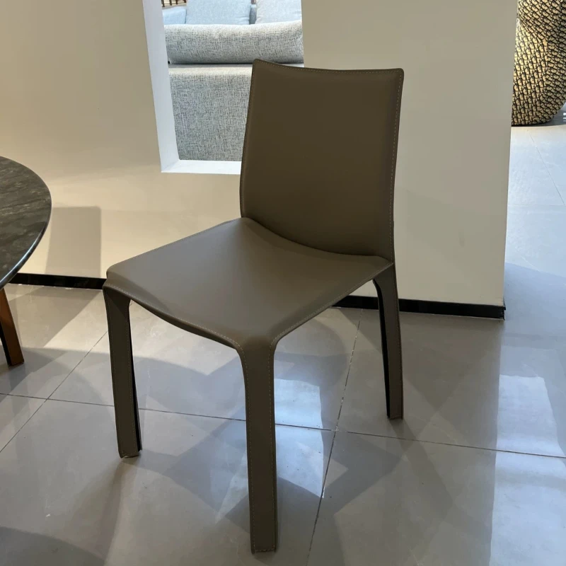 

Modern Living Room Dining Chairs Leisure Advanced Saddle Leather Dining Chairs Modern Coffee Shop Home Furniture Sillas Lscy