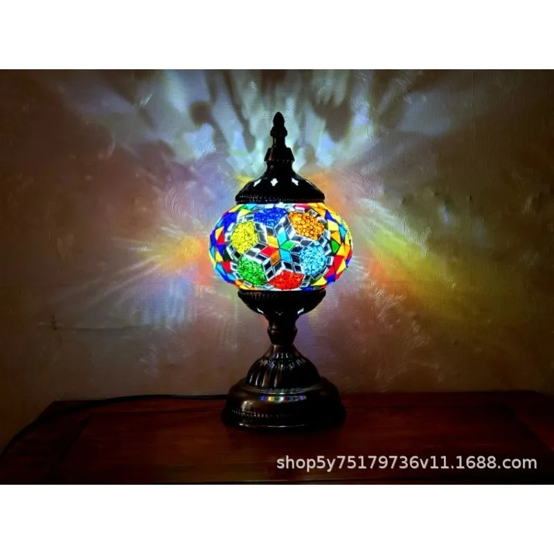 Exotic Vintage Mosaic Xinjiang Restaurant Bedroom Bedside Night Light Man Cafe Turkish Decorative Desk Lamp