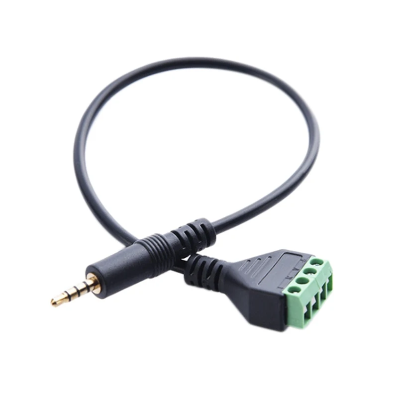 3.5mm Screw Terminal Adapter Speaker Cable 4-Core Stereo TRRS Male Hole to AV 4 Screw Terminal Balun Connector Cable