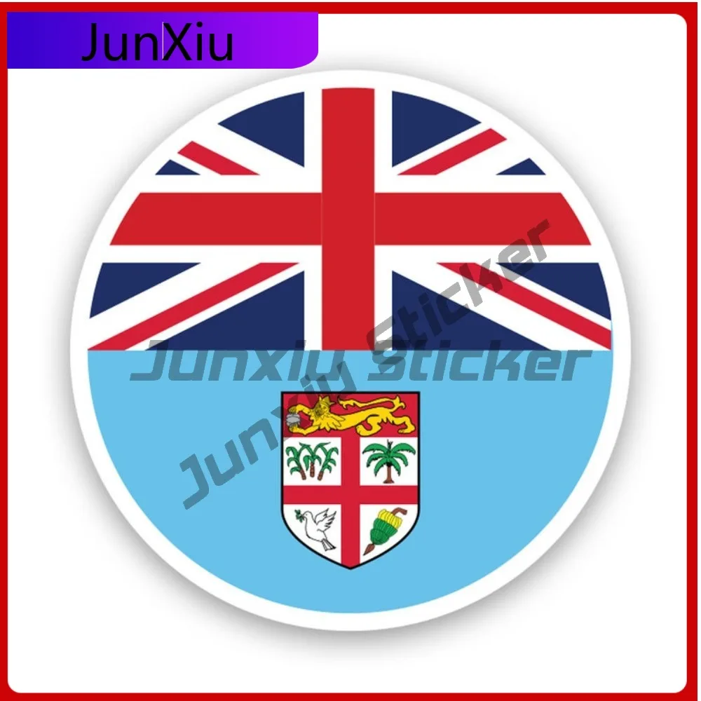 

Round Fijian Flag Sun Resistant Waterproof Cool For Car Body Car Window Rear Windshield Removable Easy Apply Decor Bumper