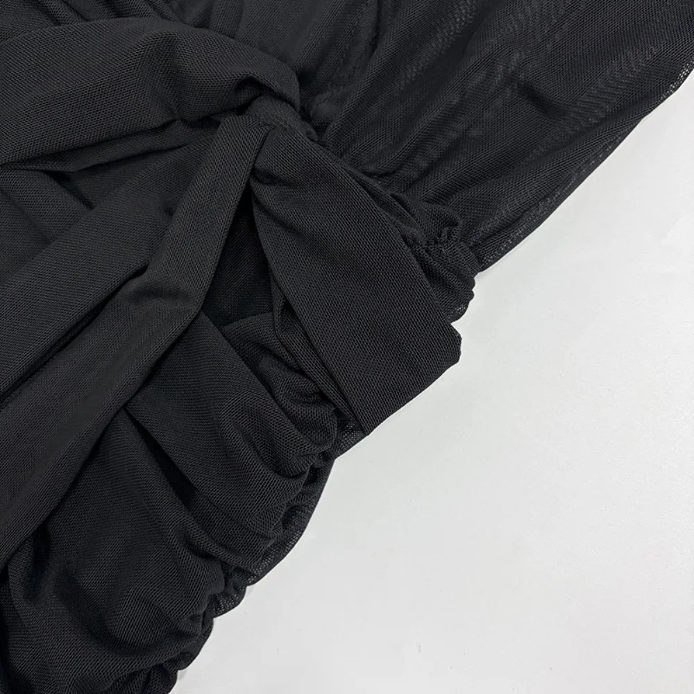 

Sexy Long Sleeve Bandage Dress Slim Fit Sexy Style Vestidos Mujer Deep Low Neck Coquette Frock Women Fashion