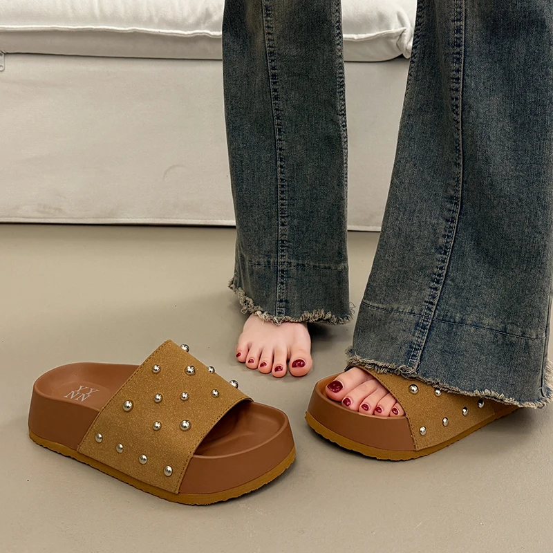 ハウススリッパプラットフォームシューズ女性-2025-高級スライドパントフルデザイナー新夏のファッションスリッパカジュアルシューズスライドスリッパ