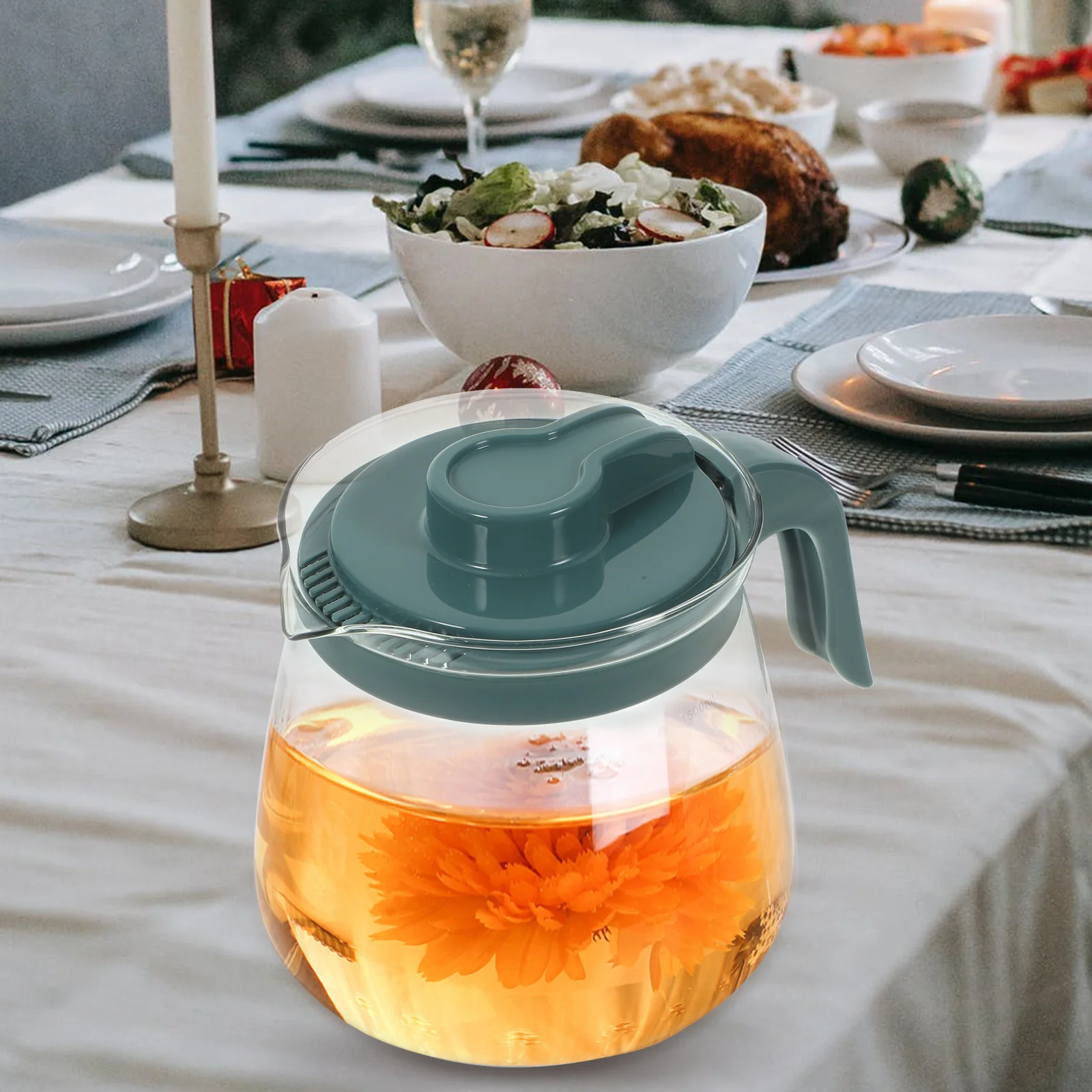 

1Pcs Large Capacity Cold Water Tea Pot Practical Smooth Craftsmanship Glass Tea Kettle for Home Office Juice Jug