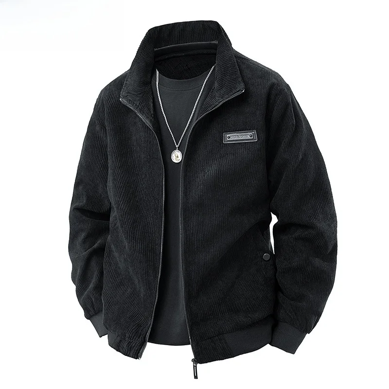 

Retro Sle Men's Casual Cotton Jaet Spring Autumn New Arrival Faion Brand Coat Loose Fit Polyester Fabric Long Sve Zi...