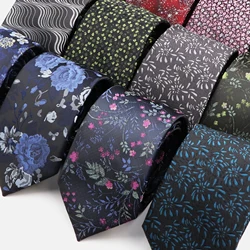 New Jacquard Polyester Tie Blue Floral Necktie For Men Business Wedding Party Dress Necktie Daily Wear Cravat Accessories Gifts