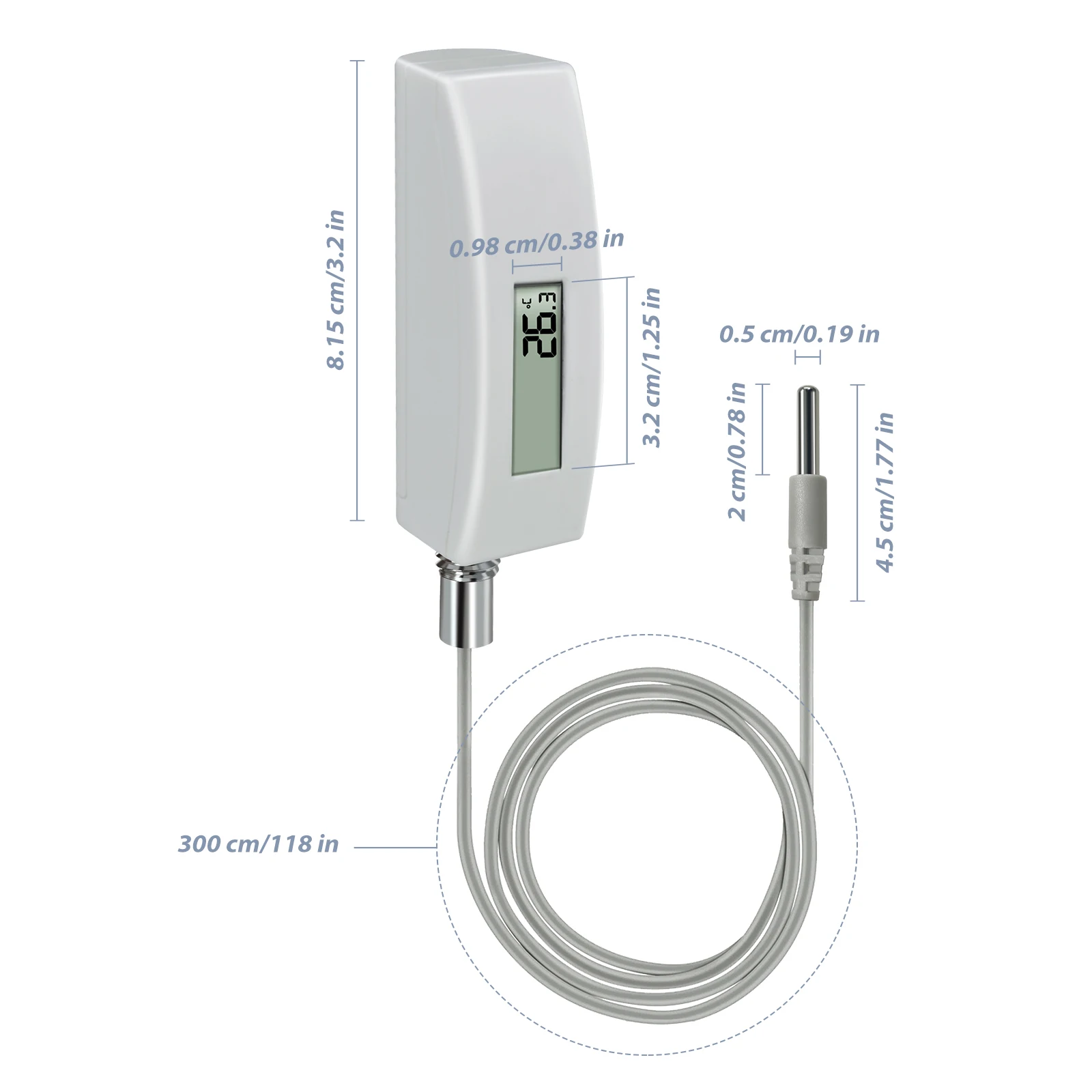 Ecowitt WN34L Digital Pool Thermometer with LCD Display, Waterproof Water Temperature Sensor, Easy to Mount, 10ft Cable Sensor