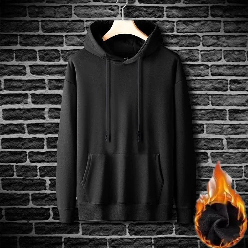 سترة Thiened Fce Long Sve بغطاء للرأس للرجال كاجوال دافئة ومضادة للبرد كبيرة الحجم مع قلنسوة لملابس الخريف والشتاء