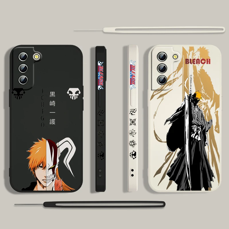 Bleach Kurosaki Ichigo Phone Case For Samsung Galaxy S24 S23 S22 S21 S20 Pro FE Plus Ultra Liquid Left Rope Cover