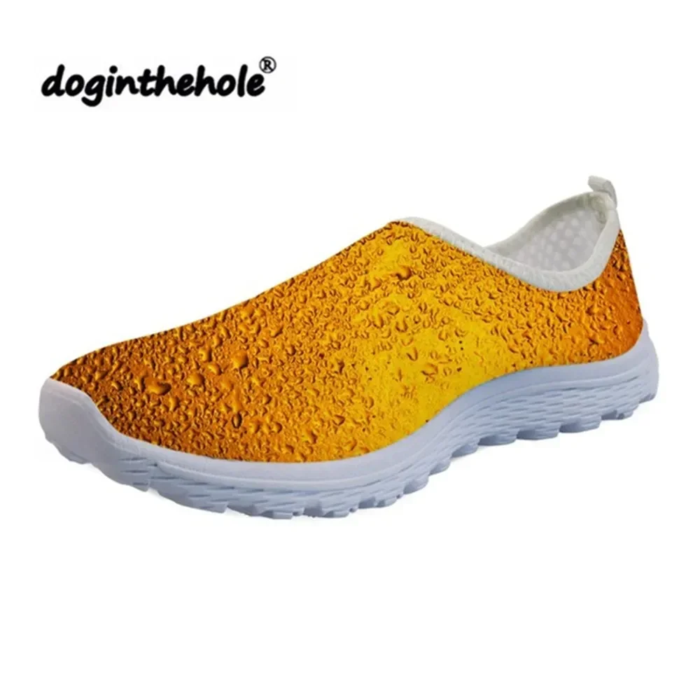 Spring Summer Funny Flats Women Shoes Unisex 3D Print Beer Shoes Casual Mesh Light Sneakers Breath Zapatos De Mujer