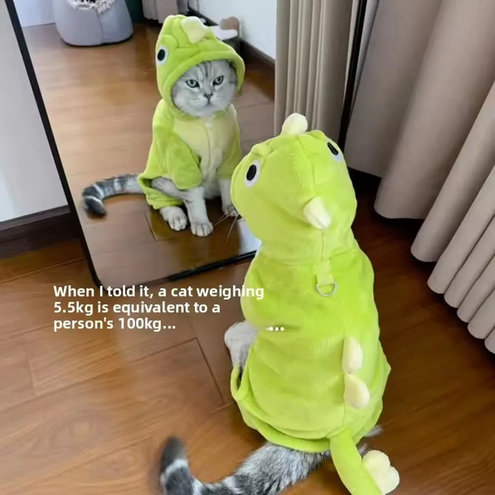 

Cloududa Dinosaur Pet Costume Winter Pajamas For Small Dogs Puppy Cat Hoodies Warm Coat For Christmas Pet Clothes