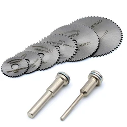 6Pcs HSS Saw Blades Rotary Tool Circular Saw Blade Set Mandrel  Shank For  Drill Rotary Tools