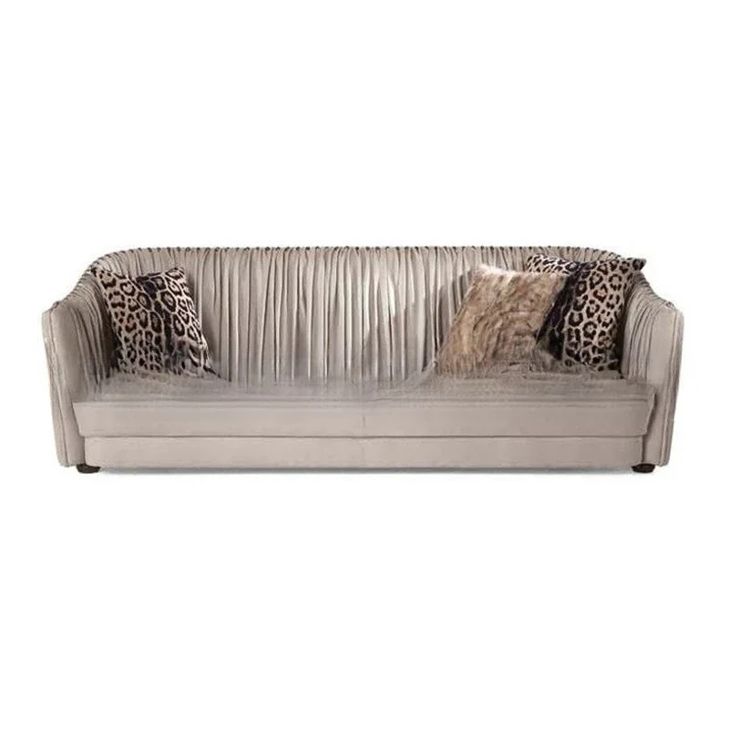 

Nordic modern pleated leisure three-person sofa custom furniture villa hotel sales office fashion reception sofa