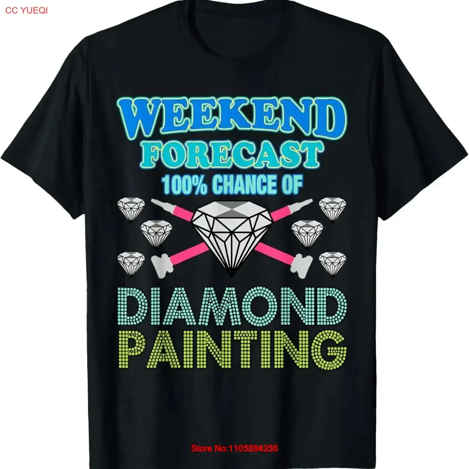 Weekend Forecast Diamond Painting T Shirt vintage Washed Soft Versatile Slightly fashion Stretched Stylish streetwear vintage