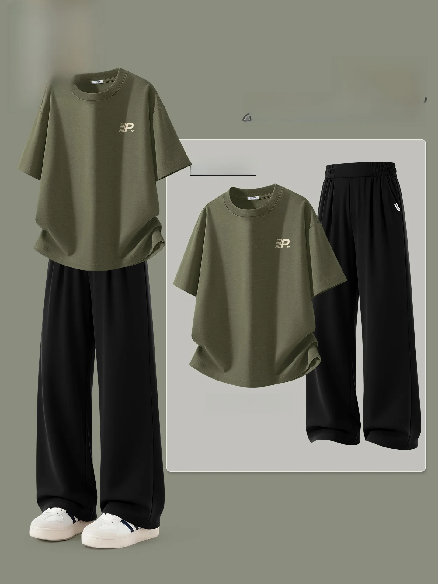 

Summer Cool Sensation Ice Silk Drapey ort Sve Men's T-irt And Pants Set Casual Sportswear Ensemble