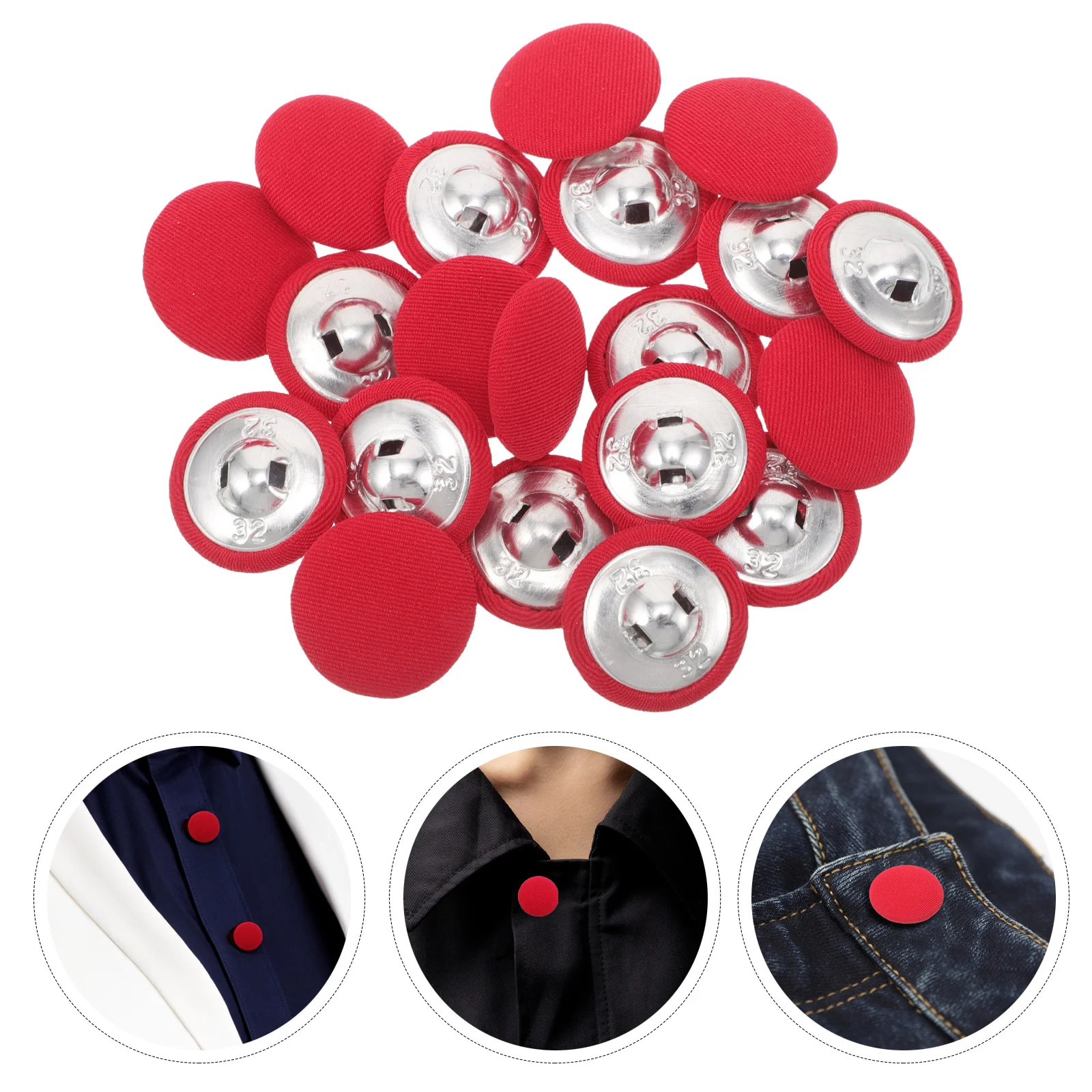 

20 шт. круглых пуговиц в тканевой обтяжке, 20 мм, красные, сменные пуговицы для пальто, курток, костюмов, джинсов, шитья, рукоделия, DIY, одежды