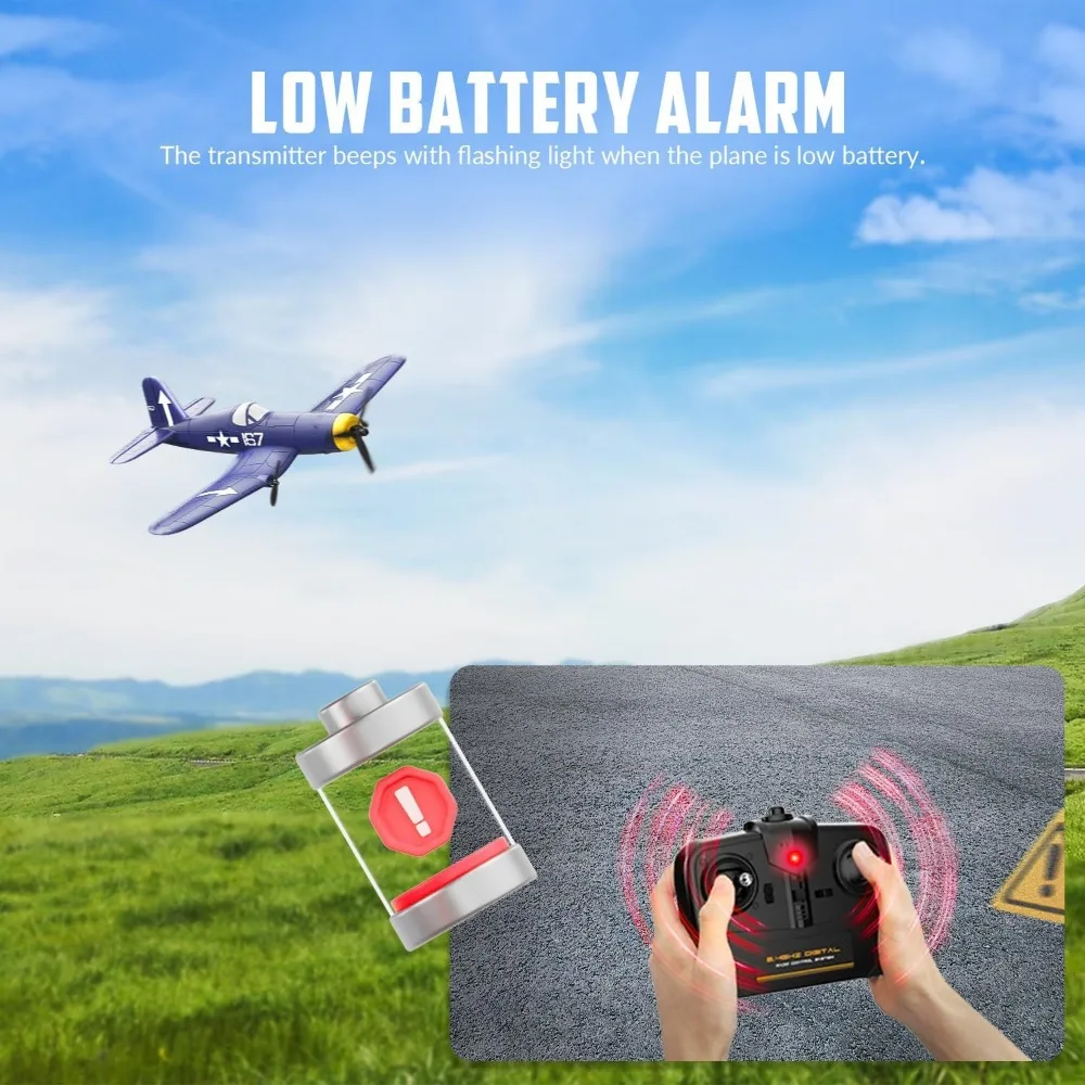 Avión RC de 3 canales de 2,4 GHz con giroscopio de 6 ejes, avión planeador listo para volar para un fácil vuelo y diversión
