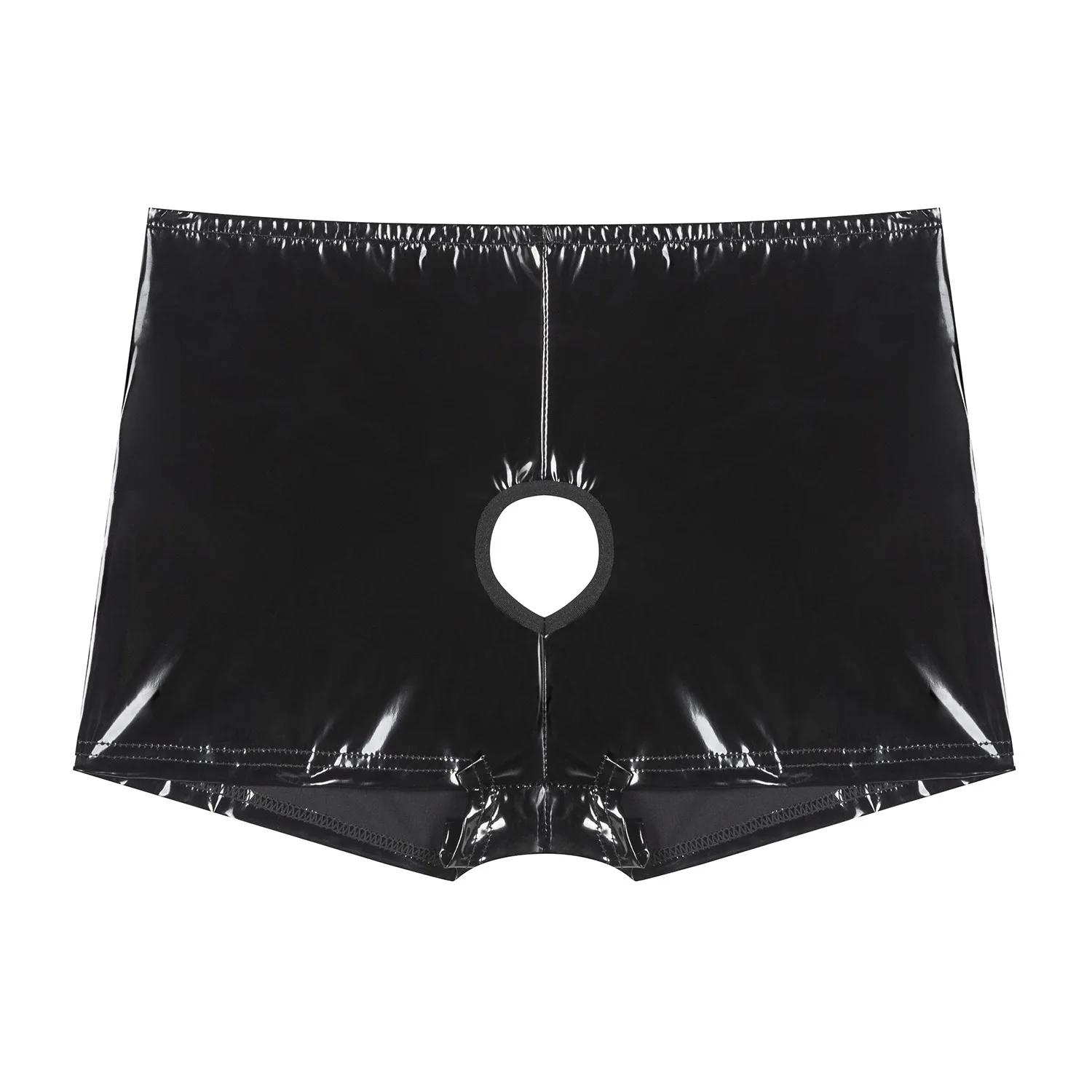 

Sexy Men's Boxers Shorts Underwear Fetish Wet Look Faux Leather Open Butt Underpants Trunks Erotic Gay Male Crotchless Panties
