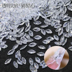 50PCS Sparkle Mini Transparent Clear Sharp Zircon Marquise Drop Diamond Crystal Nail Art Rhinestones Decorations Manicure Charms