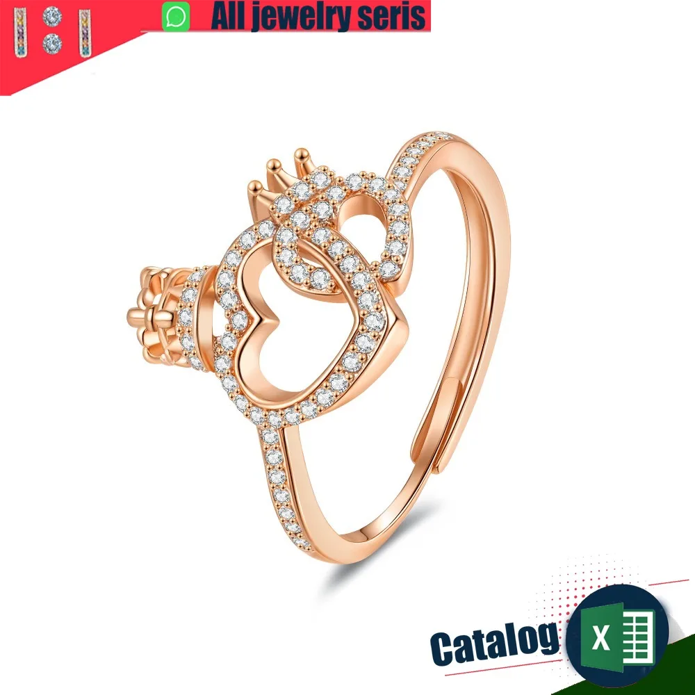 جديد الأميرة تاج الحب الدائري المرأة النمط الأوروبي والأمريكي أزياء شخصية السبابة البنصر