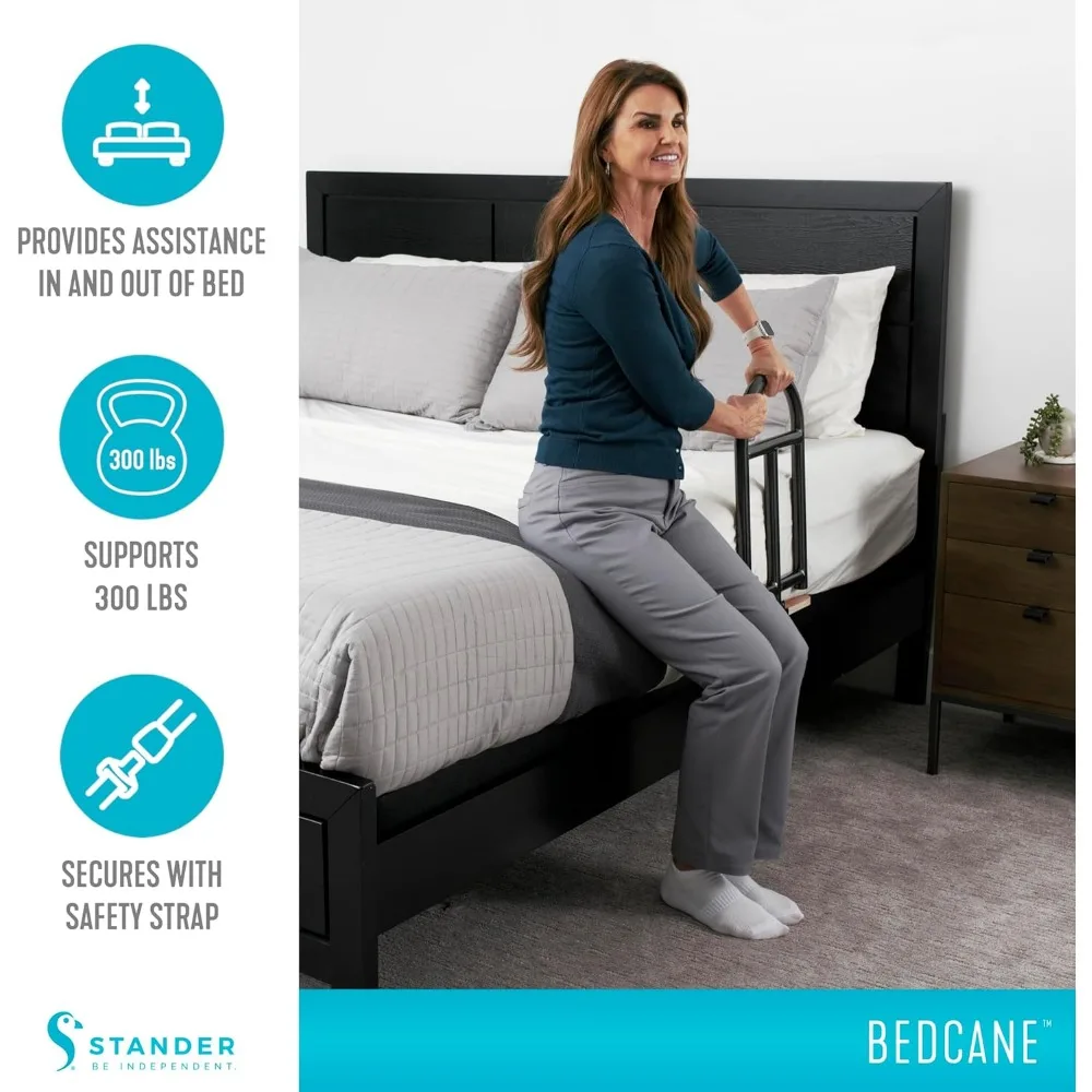 Adult Bed Rail and Support Handle, ASTM Safety Approved Bedside Assist with Storage Pouch for Elderly Mobility