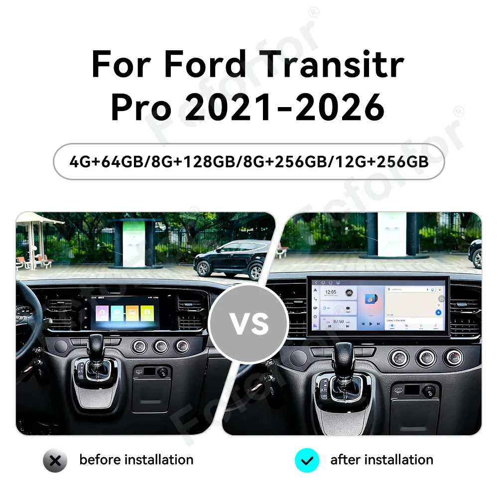 Pantalla Vertical de 15.8 Pulgadas, Sistema Multimedia para Auto, para Ford Transit Pro 2021-2026, Estéreo, GPS, Navegador, Carplay Inalámbrico, Android Auto, 4G LTE