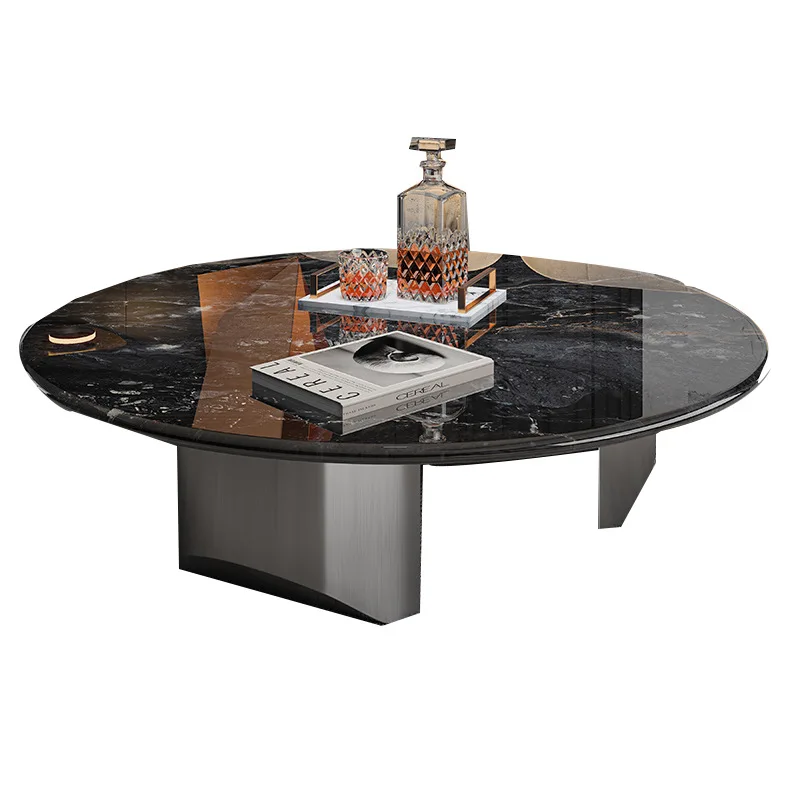

Light luxury, natural spar, coffee table, simple, high-end, round, combination, small apartment