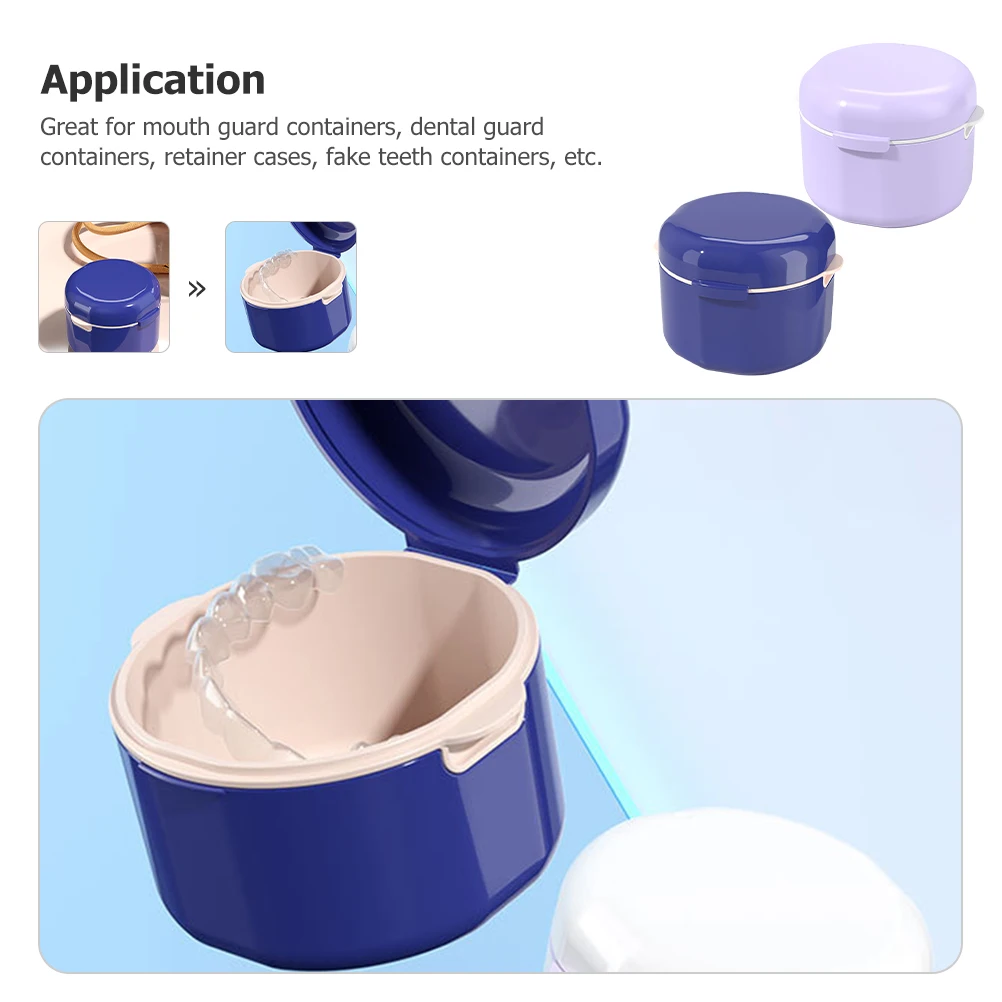 

2Pcs Denture Box Portable Round Retainer Case with Drain Design for Travel Camping Business Trips Multi-Function Orthodontic