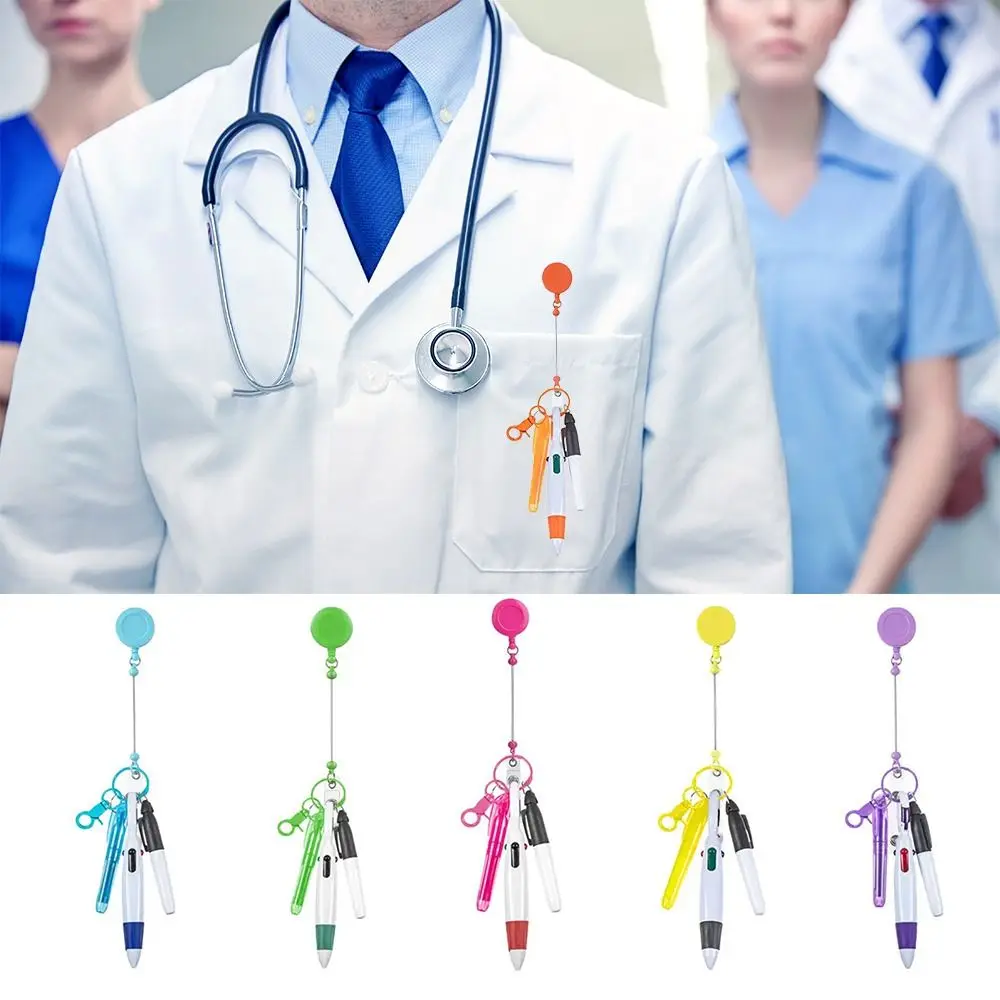 NEW Retractable Nurse Pen Set Multi-Functional DIY Highlighter Pen Ball Pen Workplace Essentials